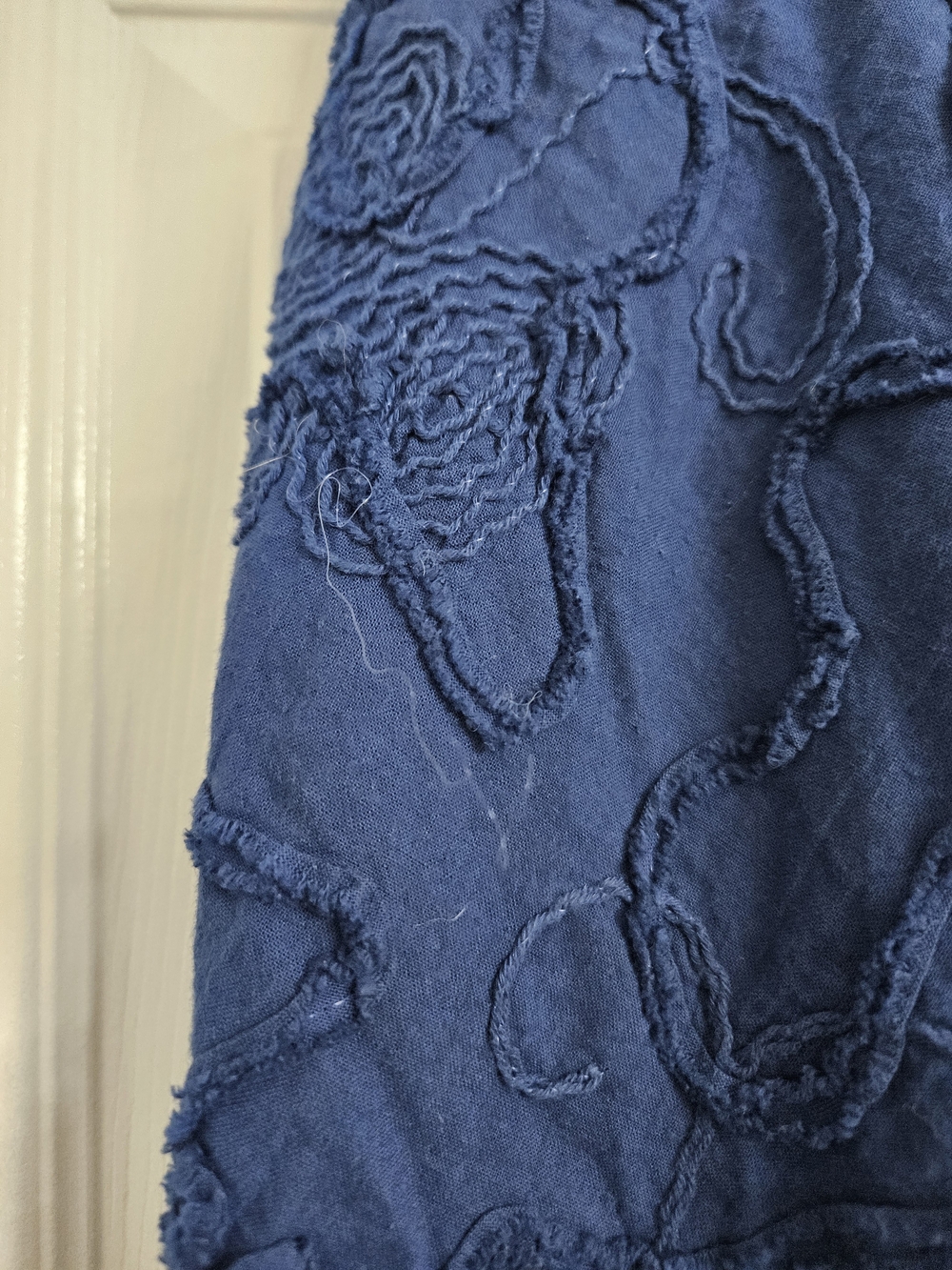 Max Studio Women's Navy Textured A-Line Skirt 100% Cotton Small - Picture 5 of 13